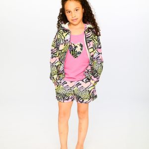 Alternative view of Zip Front French Terry Hoodie Black Printed Multicolor