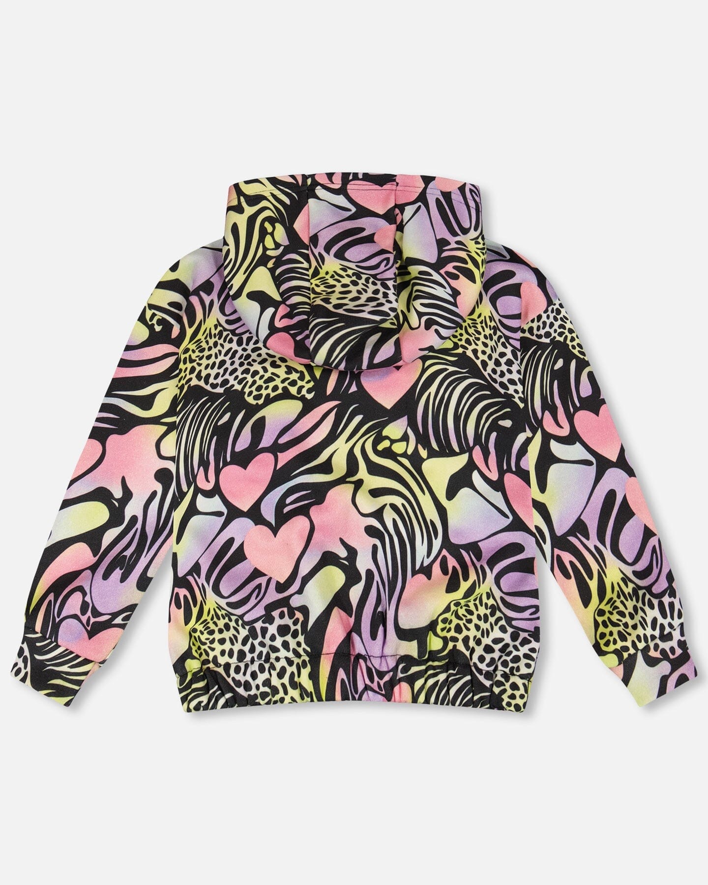 Zip Front French Terry Hoodie Black Printed Multicolor - Image 3