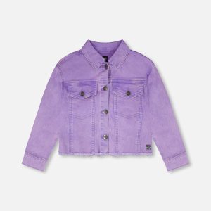 Mauve Denim Jacket With Embroidery - Image 8