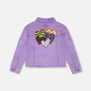 Mauve Denim Jacket With Embroidery - Image 3