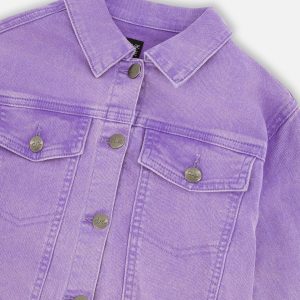 Mauve Denim Jacket With Embroidery - Image 4