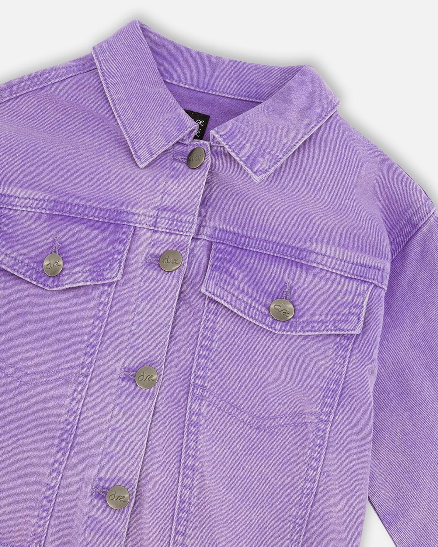 Mauve Denim Jacket With Embroidery - Image 4