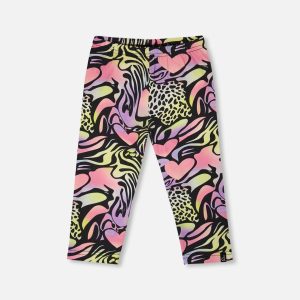 Organic Cotton Jersey Capri Black Printed Multicolor