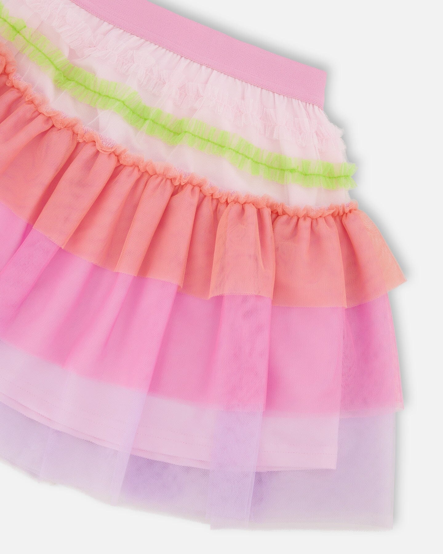 Mesh Skirt With Multicolor Frills - Image 4