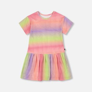 Printed Jersey Dress With Heart Back Cut Out Multicolor