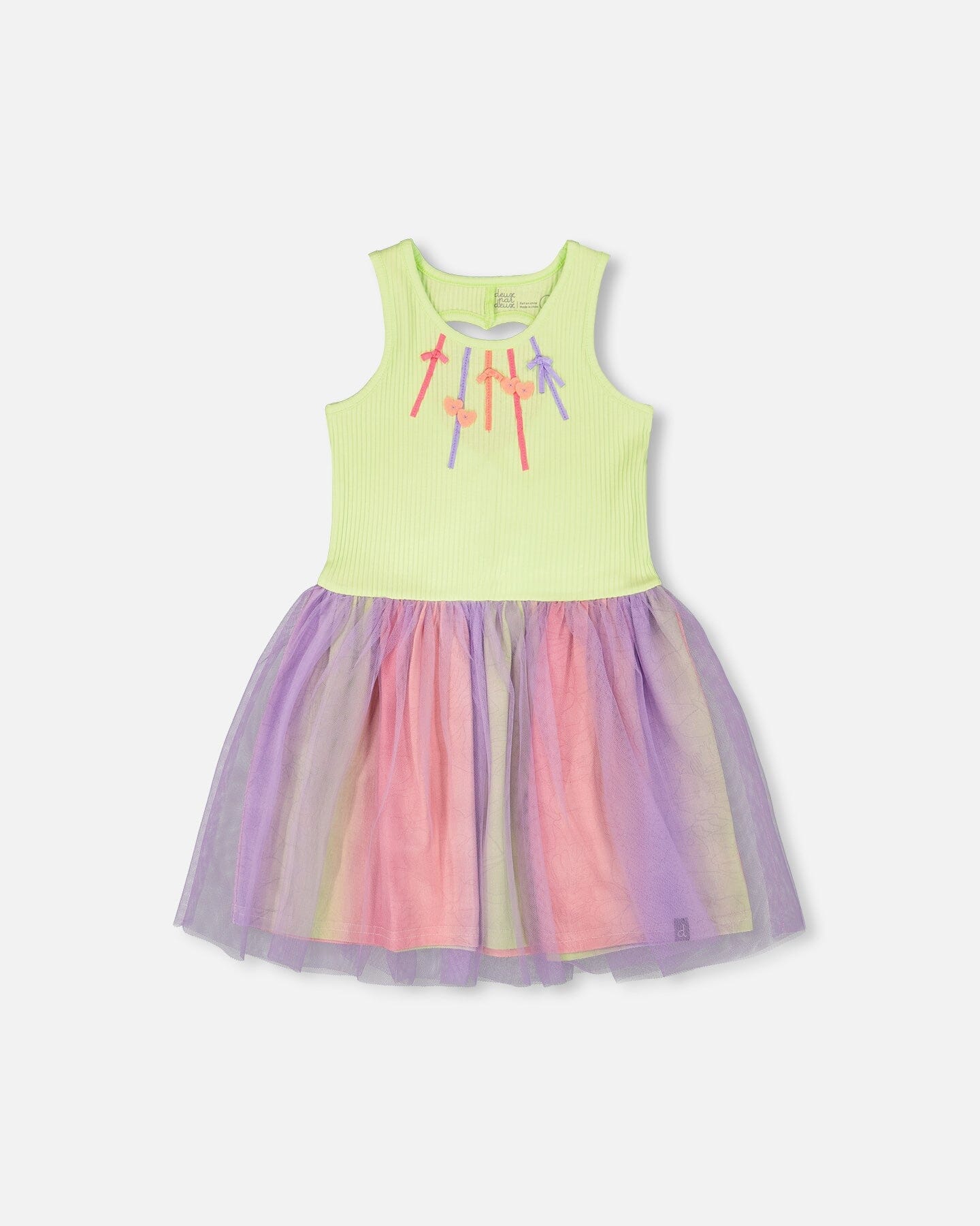 Sleeveless Bi-Material Dress Lime Green - Image 8