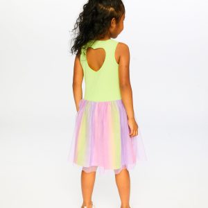 Alternative view of Sleeveless Bi-Material Dress Lime Green