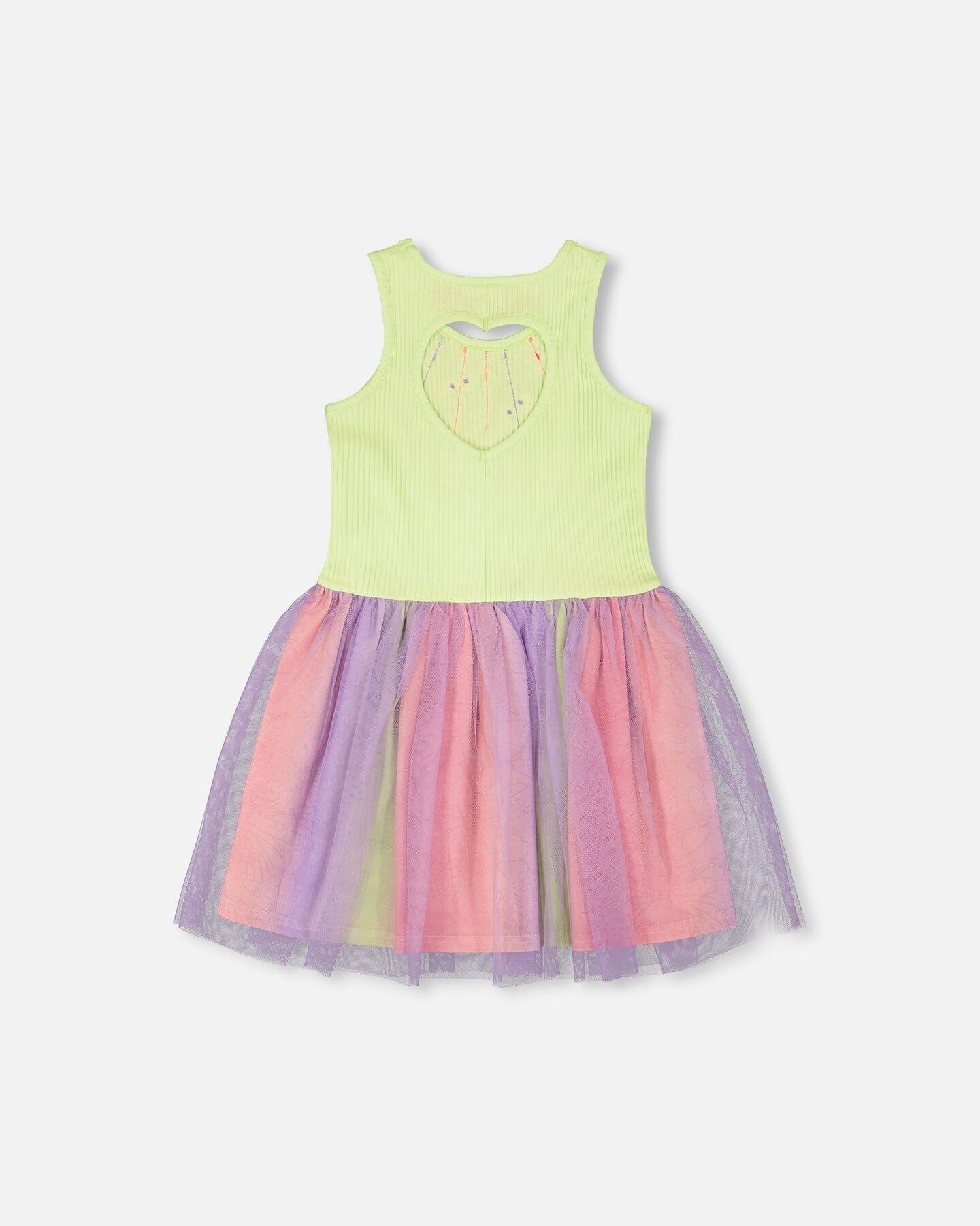 Sleeveless Bi-Material Dress Lime Green - Image 3