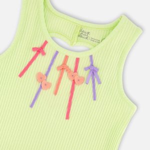 Sleeveless Bi-Material Dress Lime Green - Image 4