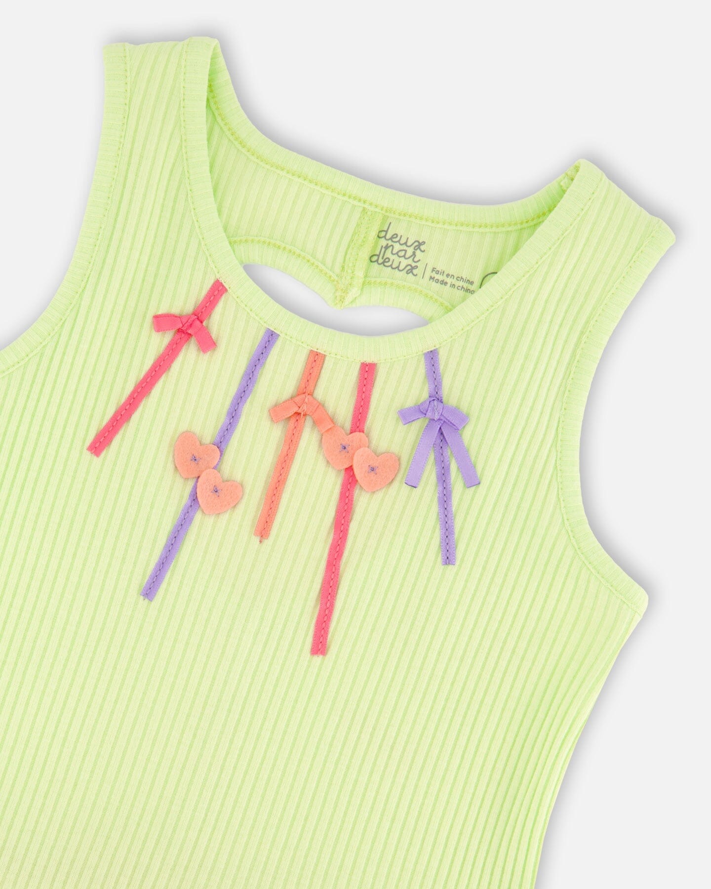 Sleeveless Bi-Material Dress Lime Green - Image 4