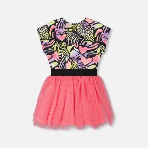 Bi-Material Dress Black Printed Multicolor - Image 3
