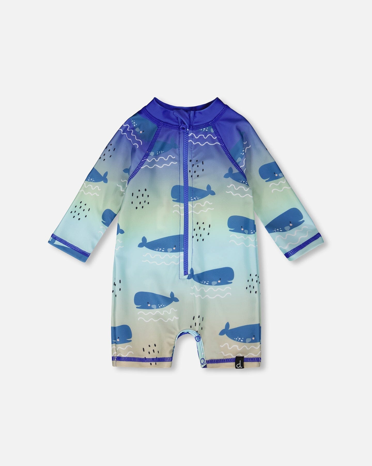 Baby And Toddlers One-Piece Long Sleeve Rashguard Blue Whale Print - Image 12