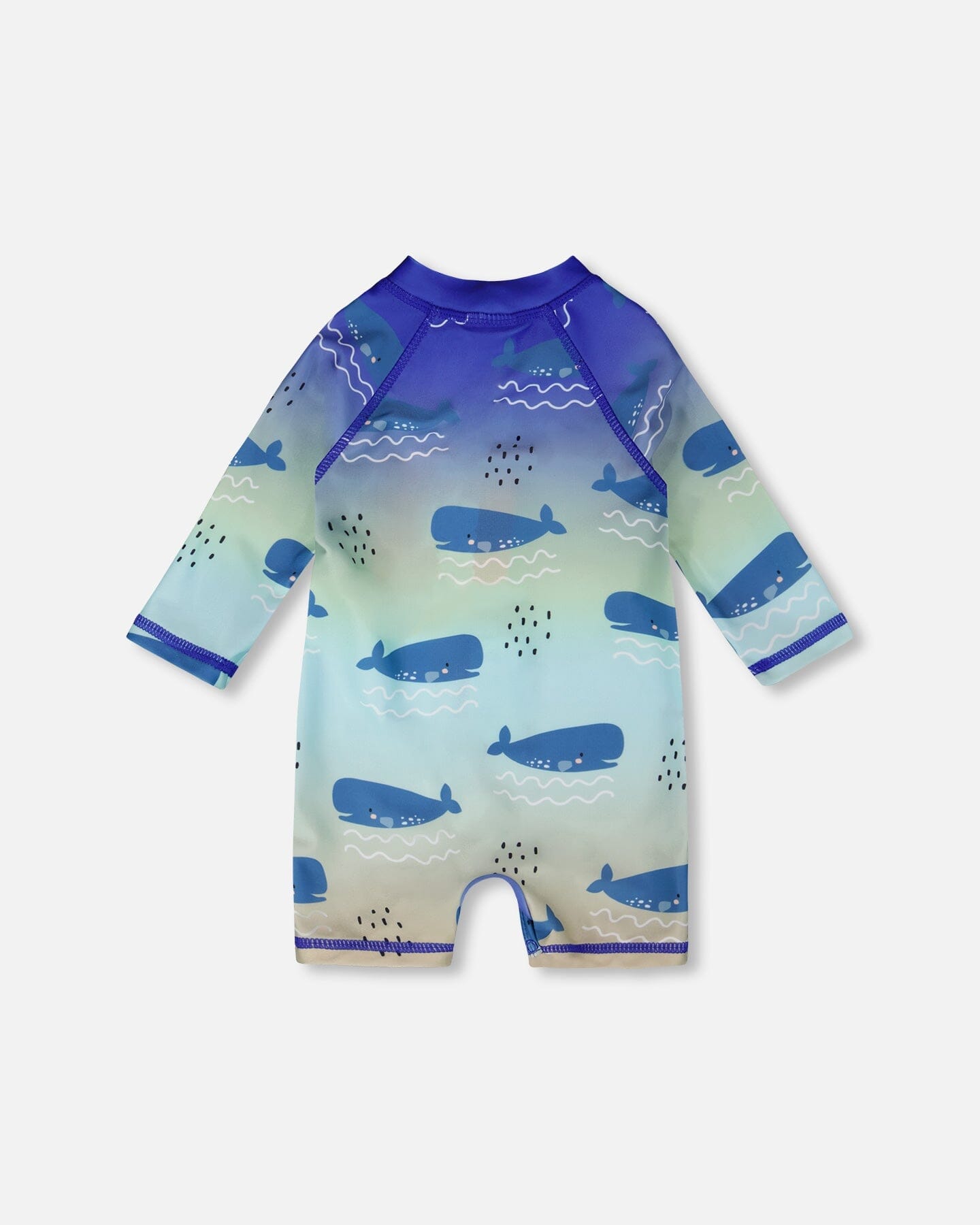 Baby And Toddlers One-Piece Long Sleeve Rashguard Blue Whale Print - Image 4
