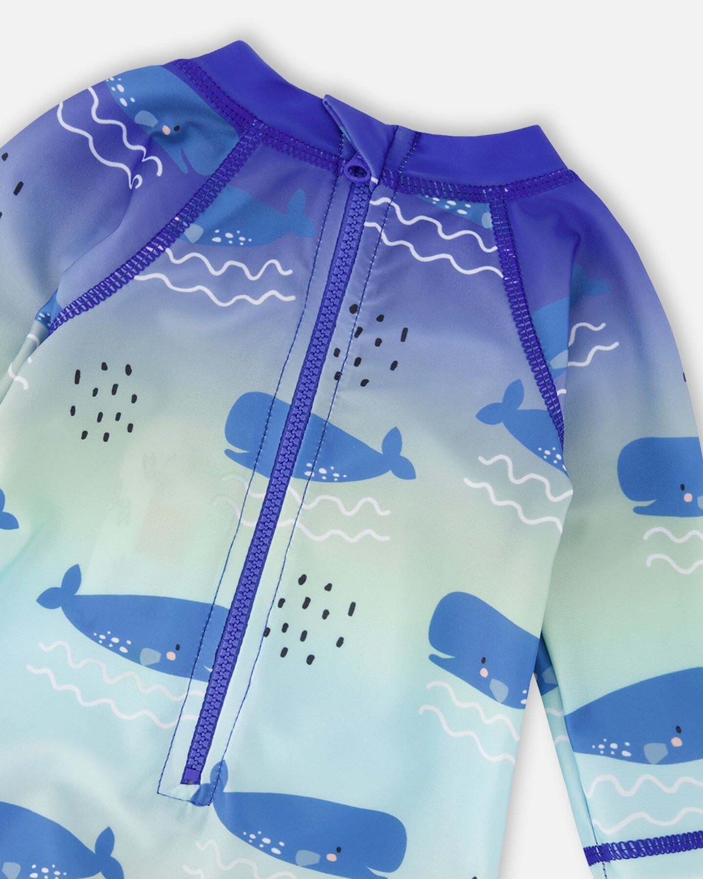 Baby And Toddlers One-Piece Long Sleeve Rashguard Blue Whale Print - Image 5