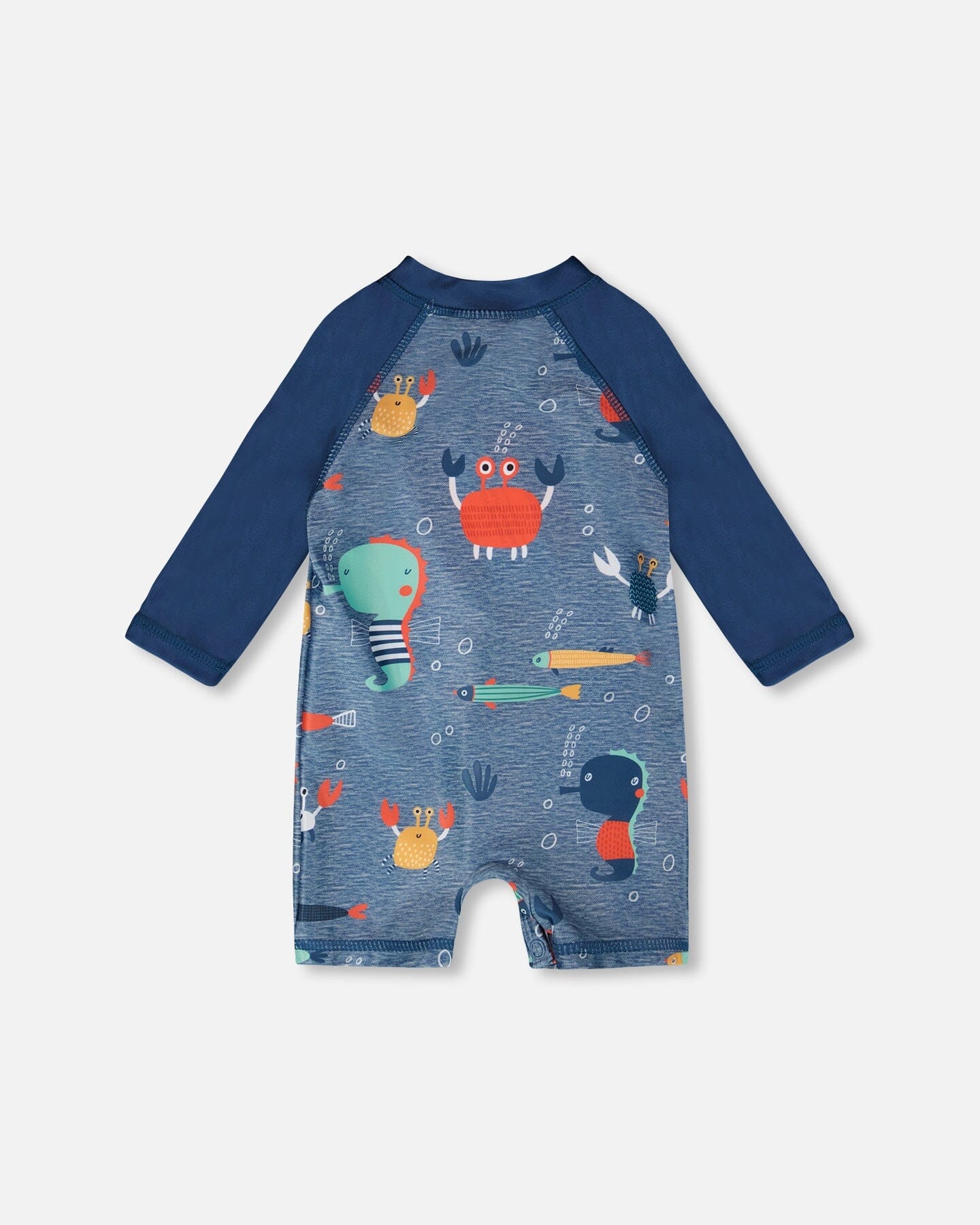 Baby And Toddler One-Piece Long Sleeve Rashguard Blue Printed Marine Animals - Image 4