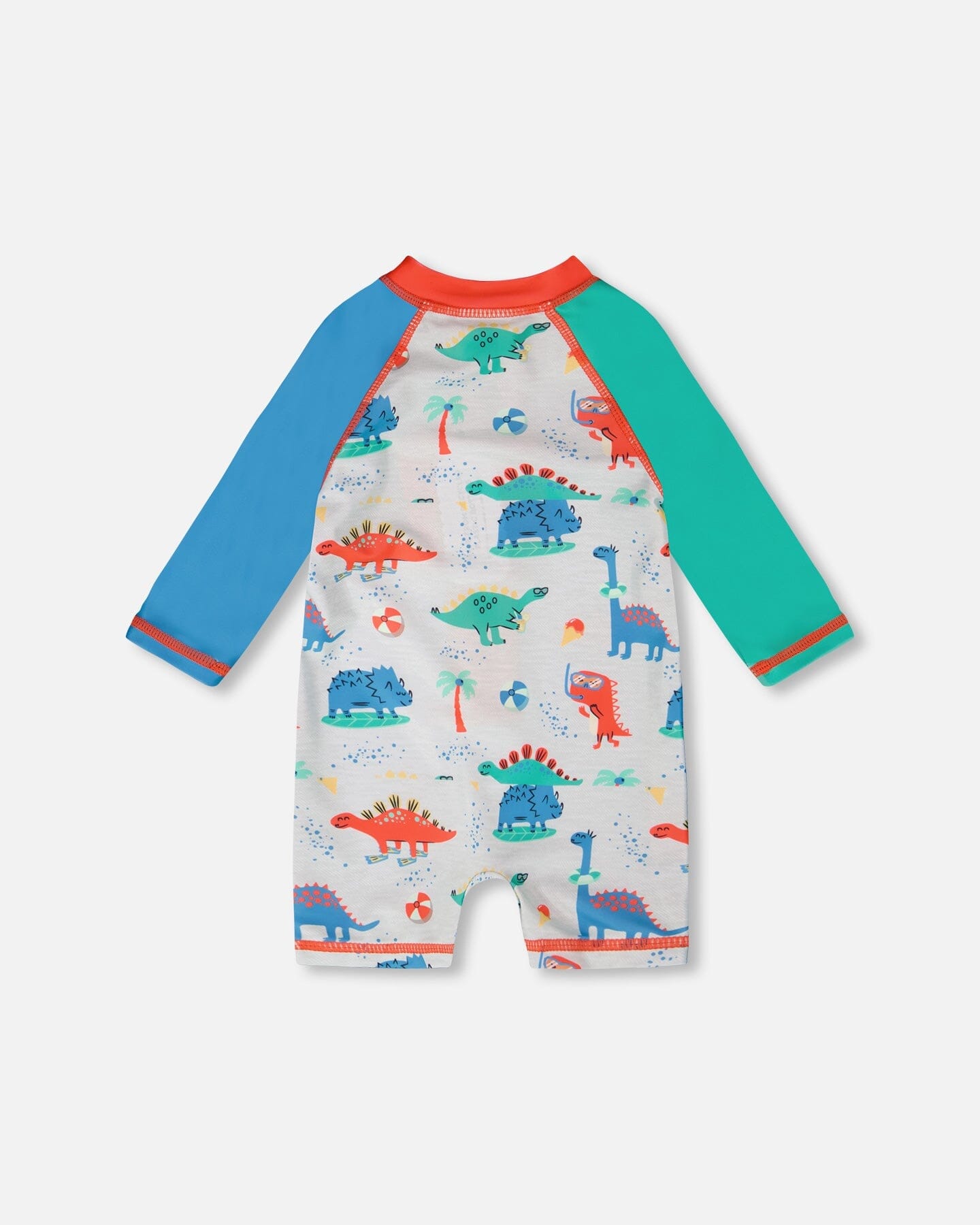 Baby And Toddler One-Piece Long Sleeve Rashguard Grey Baby Dinosaur Print - Image 5