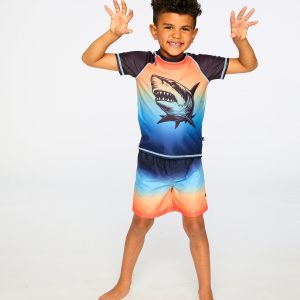 Short Sleeve Rashguard Blue And Orange Gradient - Image 3