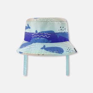 Recycled Polyester Beach Hat Blue Whale Print - Image 6