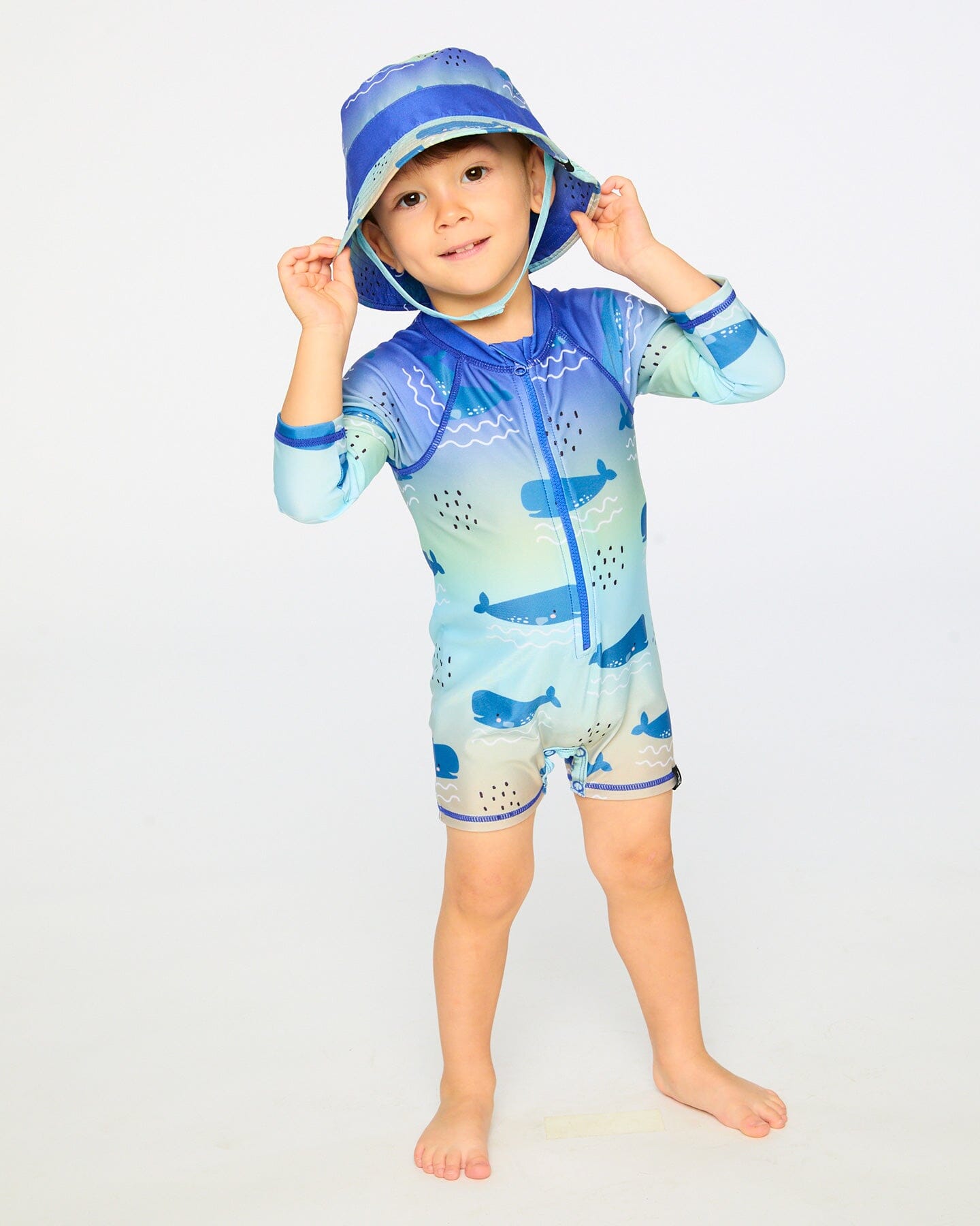 Recycled Polyester Beach Hat Blue Whale Print - Image 2