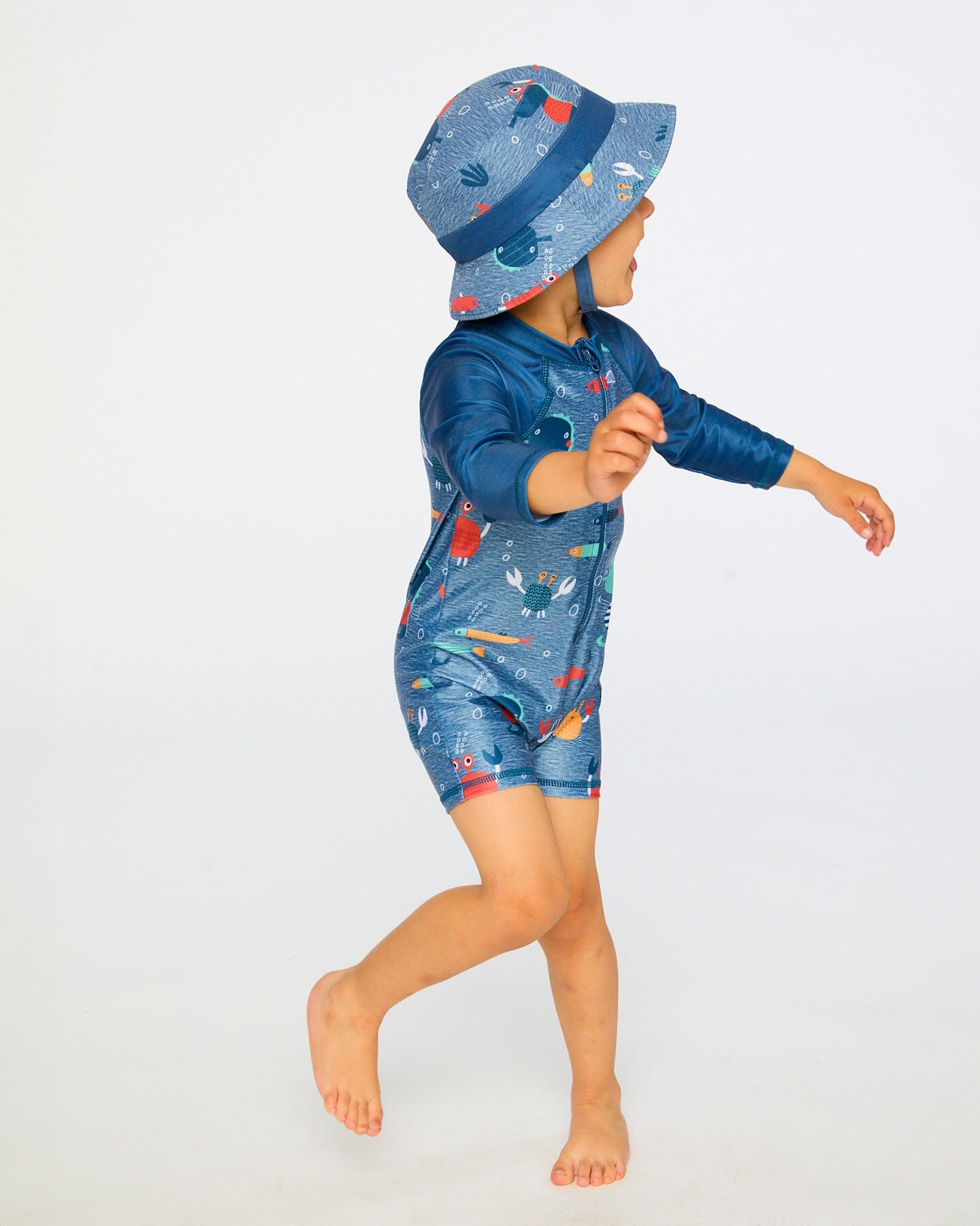Recycled Polyester Beach Hat Blue Marine Animal Print - Image 2