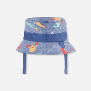 Recycled Polyester Beach Hat Blue Marine Animal Print - Image 3