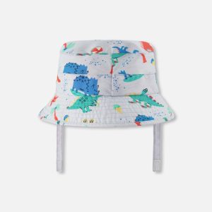 Recycled Polyester Beach Hat Blue Baby Dinosaur Print - Image 3