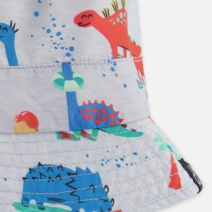 Recycled Polyester Beach Hat Blue Baby Dinosaur Print - Image 4