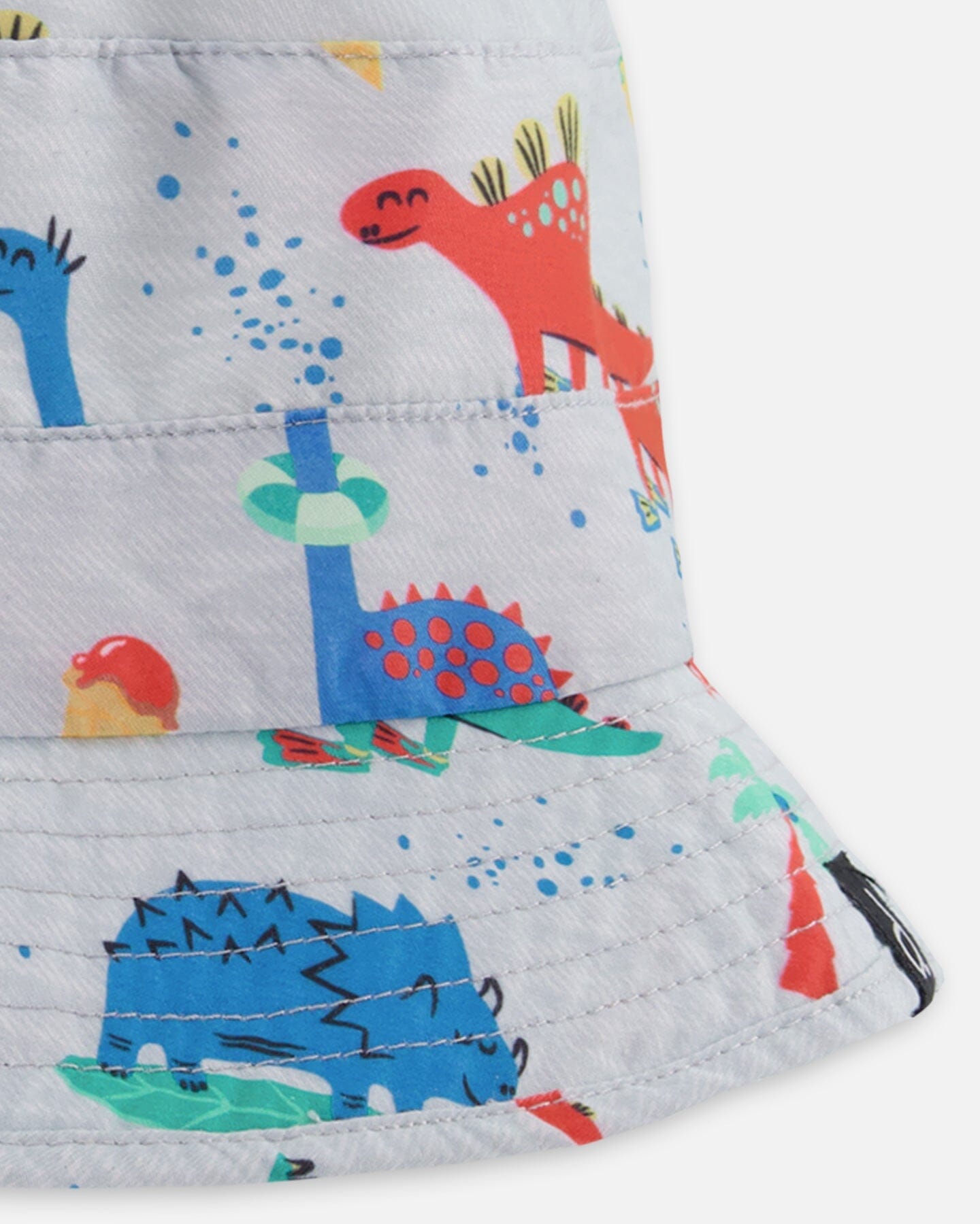 Recycled Polyester Beach Hat Blue Baby Dinosaur Print - Image 4