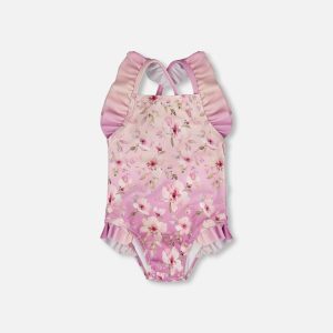 Baby And Toddler One-Piece Swimsuit Purple Flower Print - Image 7