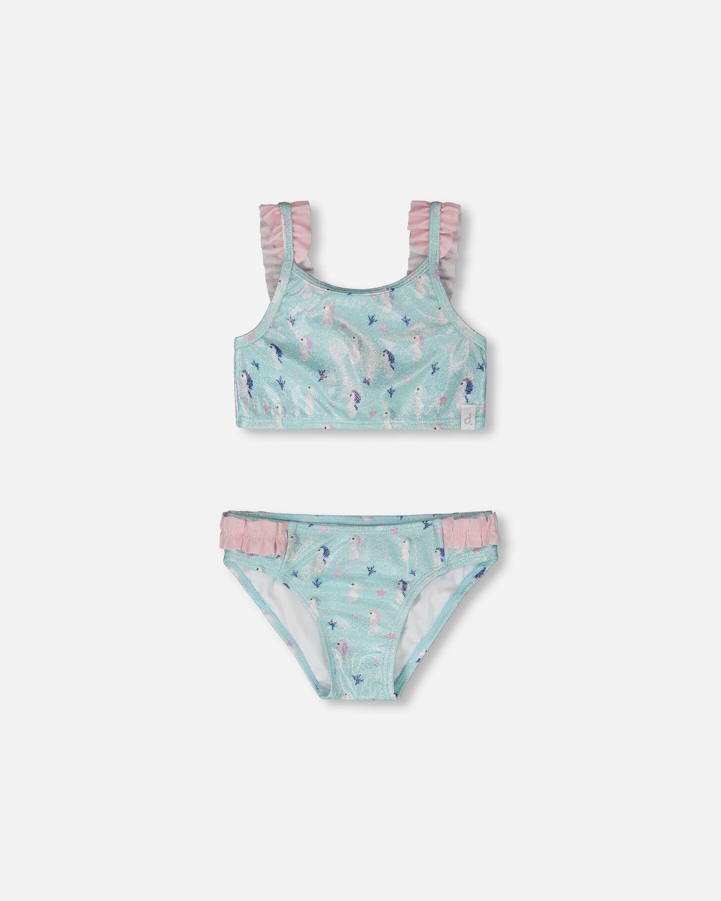 Two-Piece Swimsuit Blue Seahorse Print - Image 9