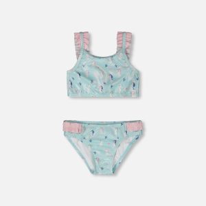 Two-Piece Swimsuit Blue Seahorse Print