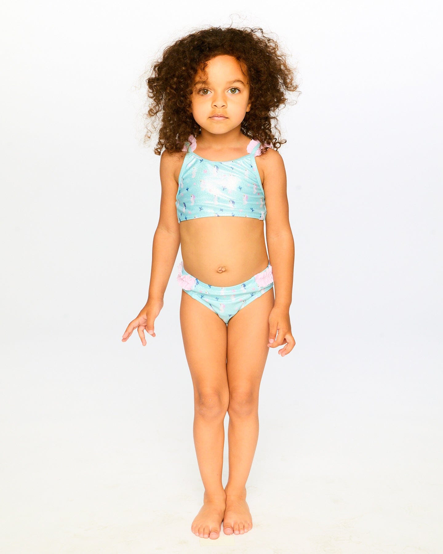 Two-Piece Swimsuit Blue Seahorse Print - Image 2