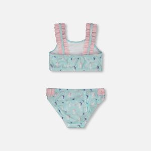 Two-Piece Swimsuit Blue Seahorse Print - Image 3