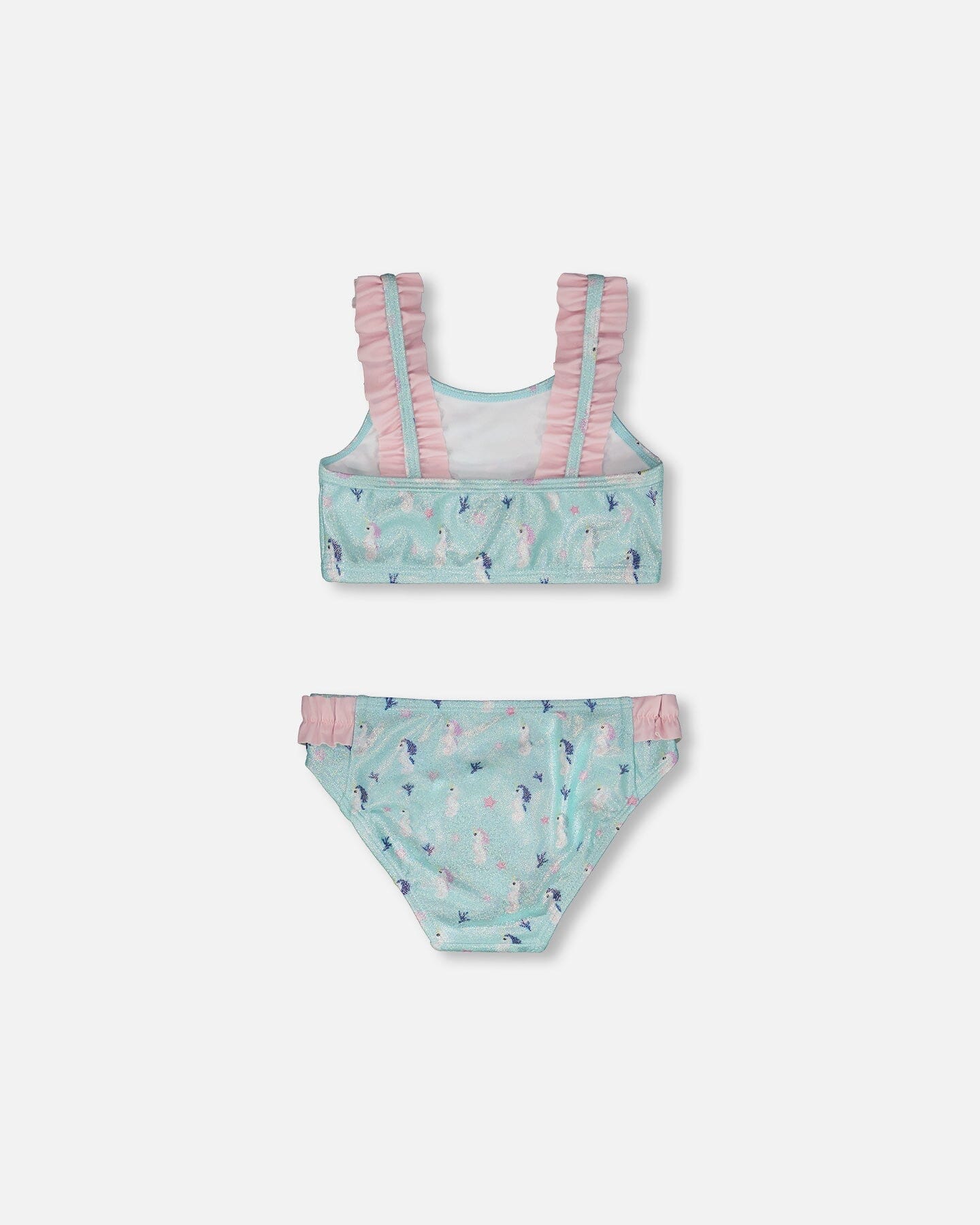 Two-Piece Swimsuit Blue Seahorse Print - Image 3