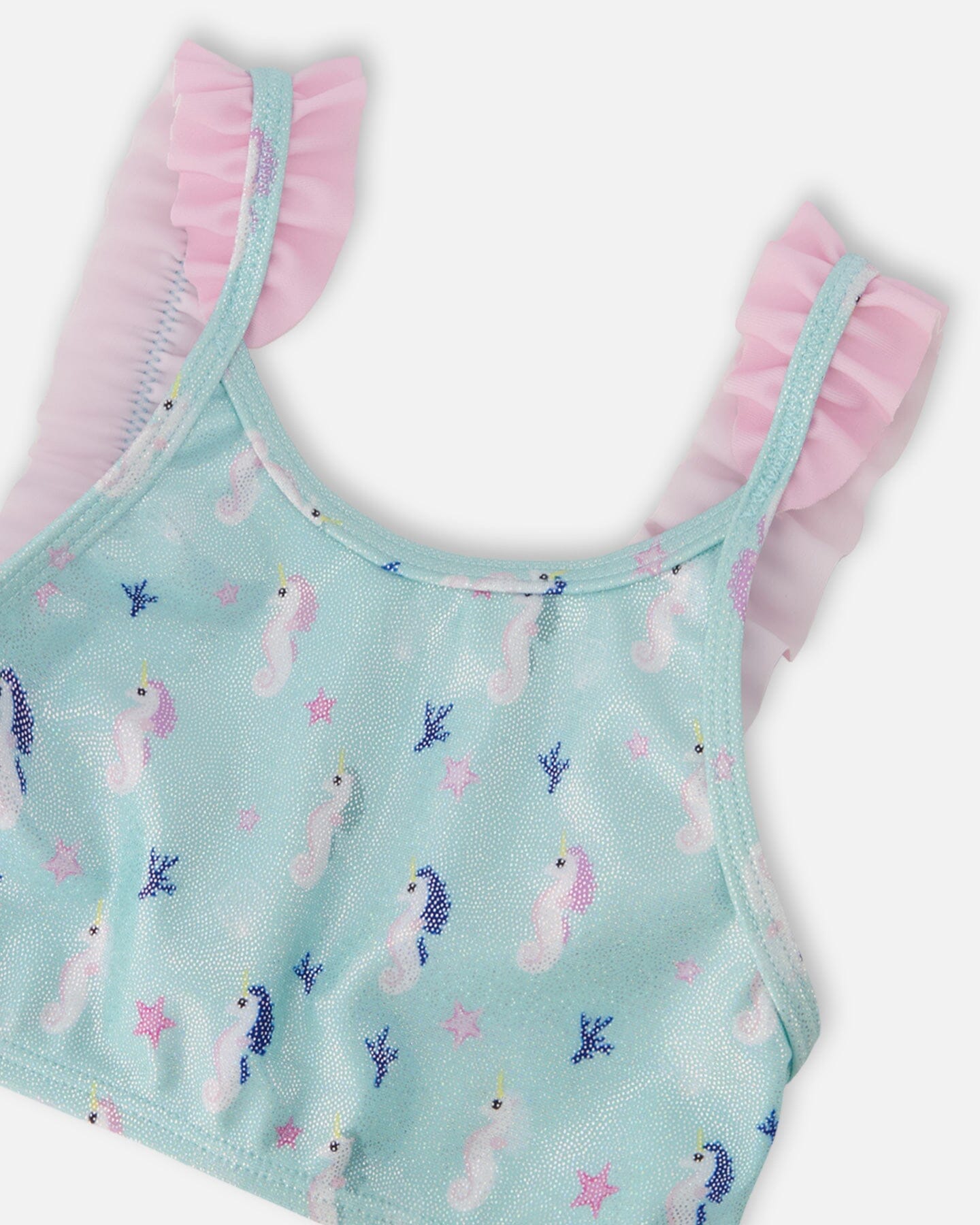 Two-Piece Swimsuit Blue Seahorse Print - Image 4