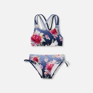 Two-Piece Swimsuit Blue Rose Print - Image 6