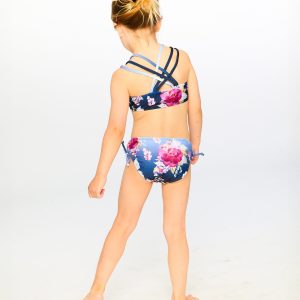 Two-Piece Swimsuit Blue Rose Print - Image 3