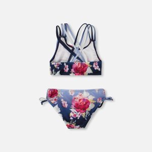 Two-Piece Swimsuit Blue Rose Print - Image 4