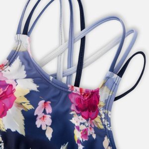 Two-Piece Swimsuit Blue Rose Print - Image 5