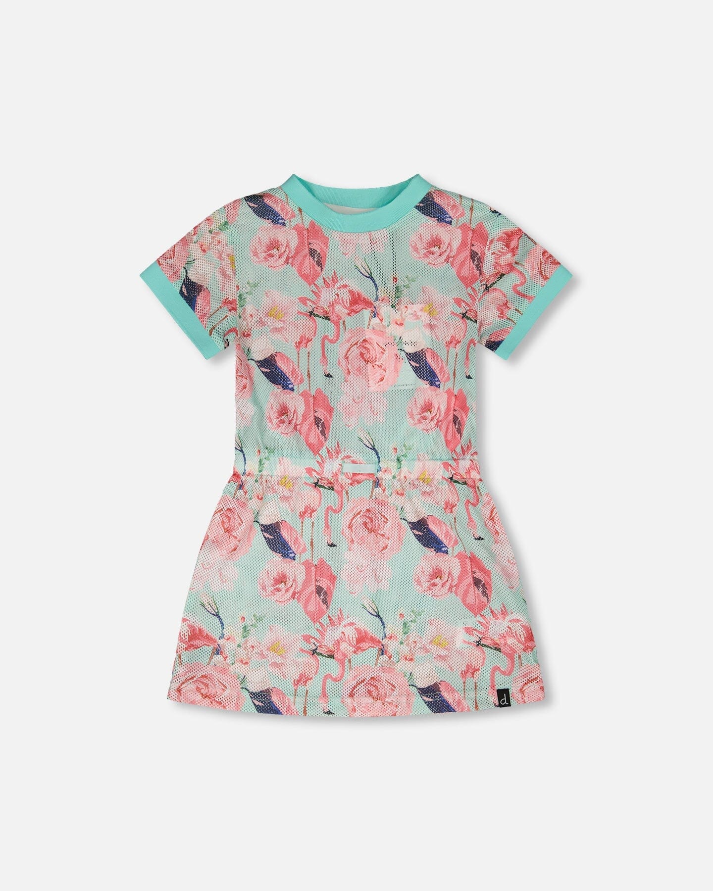 Mesh Beach Dress Blue Flamingo Print - Image 6