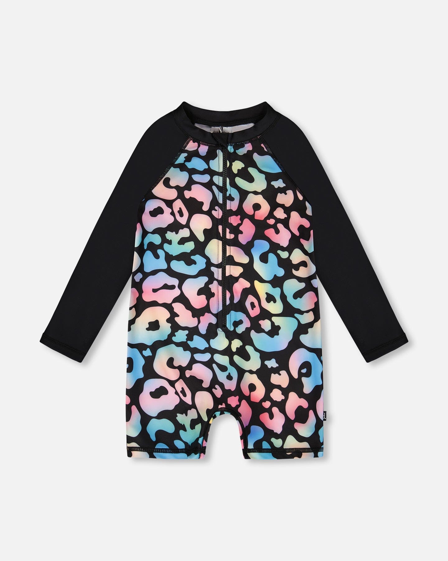 One-Piece Long Sleeve Rashguard Black Leopard Print - Image 11