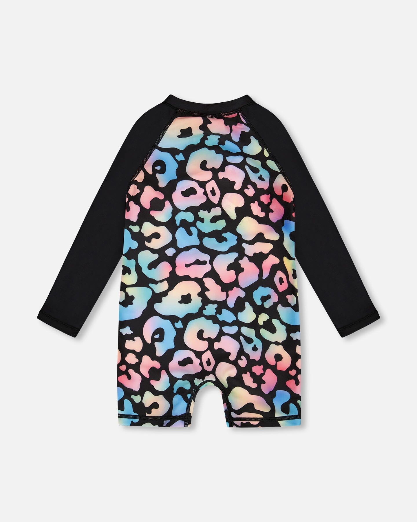 One-Piece Long Sleeve Rashguard Black Leopard Print - Image 3