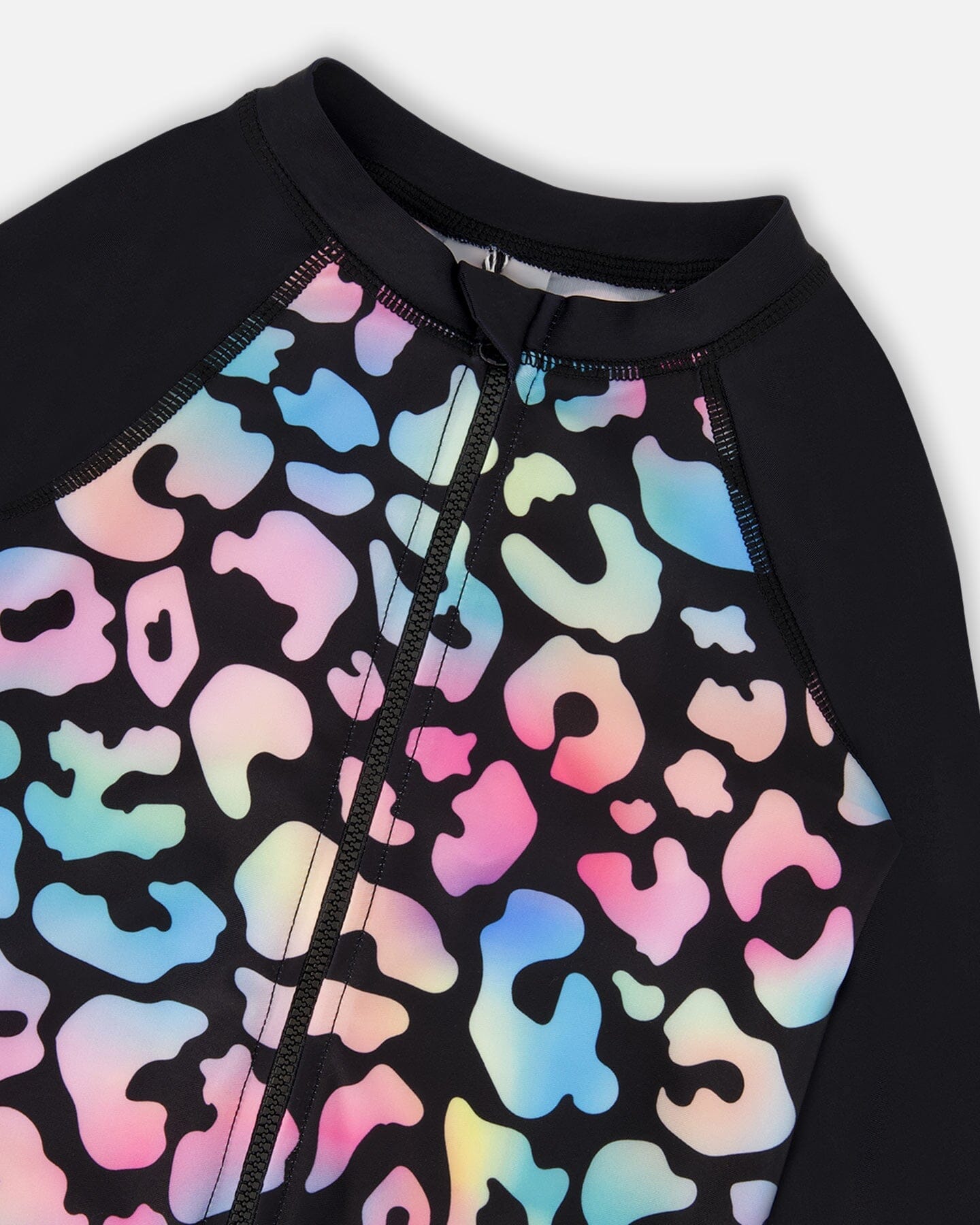 One-Piece Long Sleeve Rashguard Black Leopard Print - Image 4
