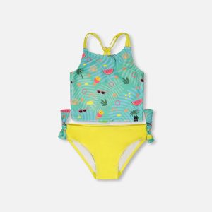 Two-Piece Swimsuit Green Beach Print