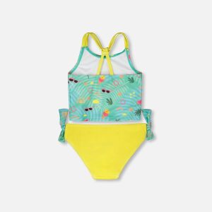 Two-Piece Swimsuit Green Beach Print - Image 3
