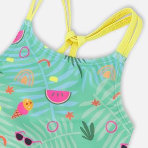 Two-Piece Swimsuit Green Beach Print - Image 4