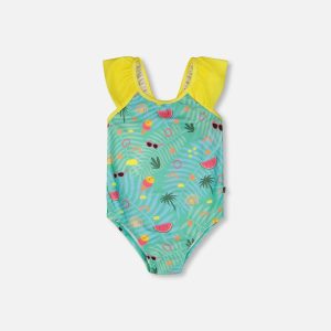 One-Piece Swimsuit Green Beach Print - Image 6