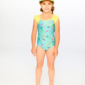 One-Piece Swimsuit Green Beach Print - Image 2