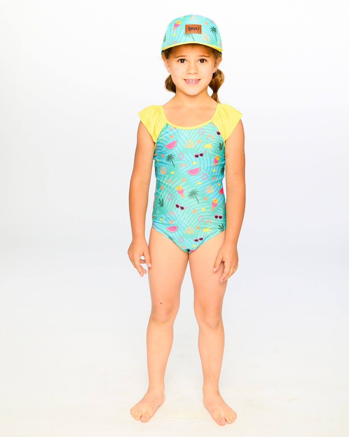 One-Piece Swimsuit Green Beach Print - Image 2