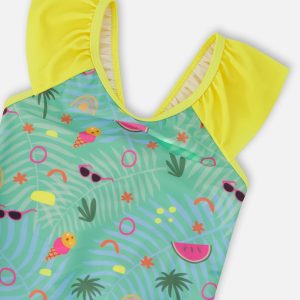 One-Piece Swimsuit Green Beach Print - Image 4
